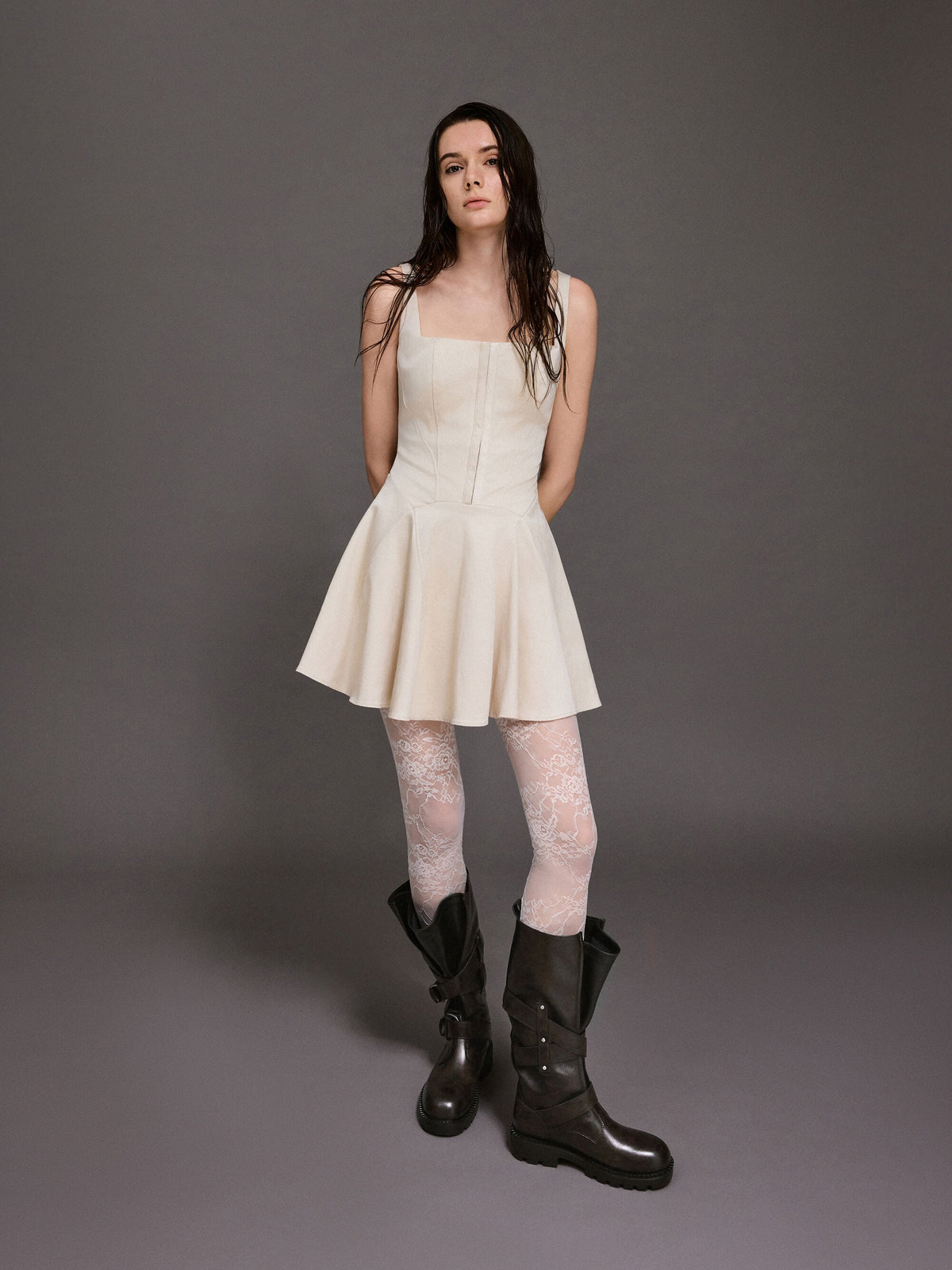 CHARLES & KEITH Special Offer / Double-Strap Knee-High Boots - Dark Brown