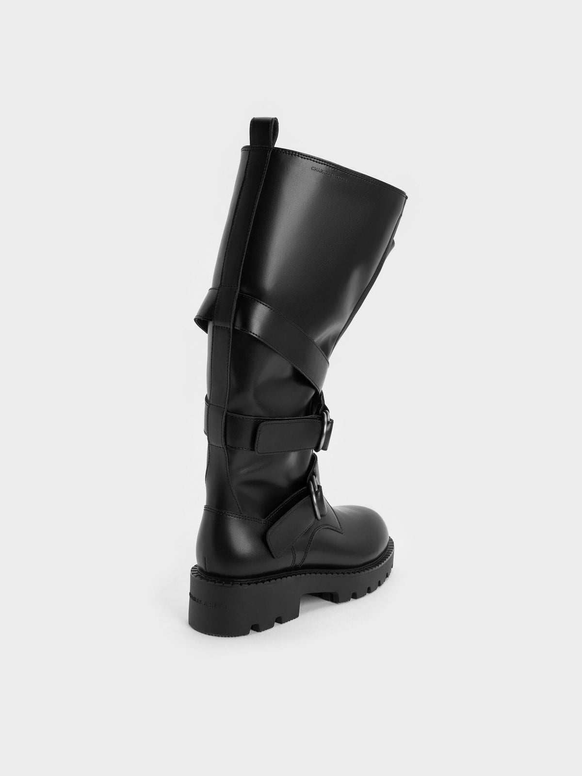 CHARLES & KEITH Latest / Double-Strap Knee-High Boots - Black