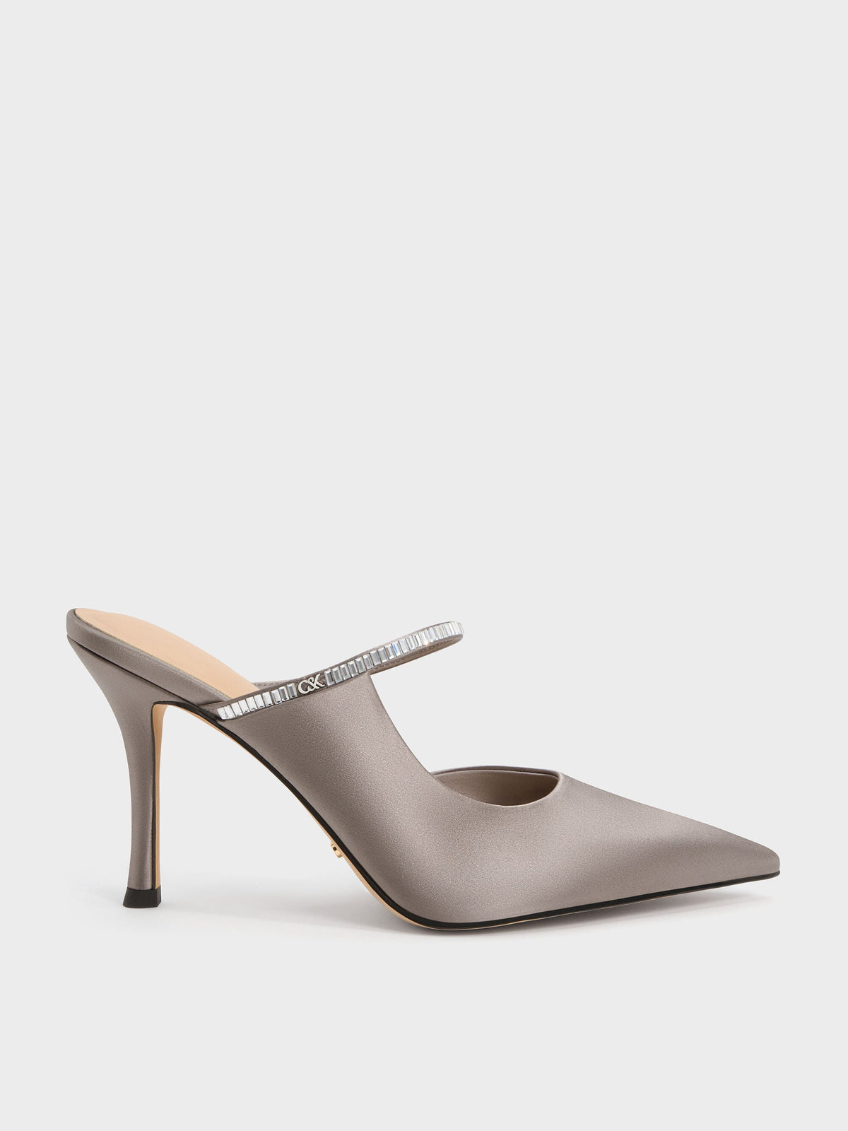 CHARLES & KEITH Hot Sale / Gem D'Orsay Stiletto Mules - Pewter