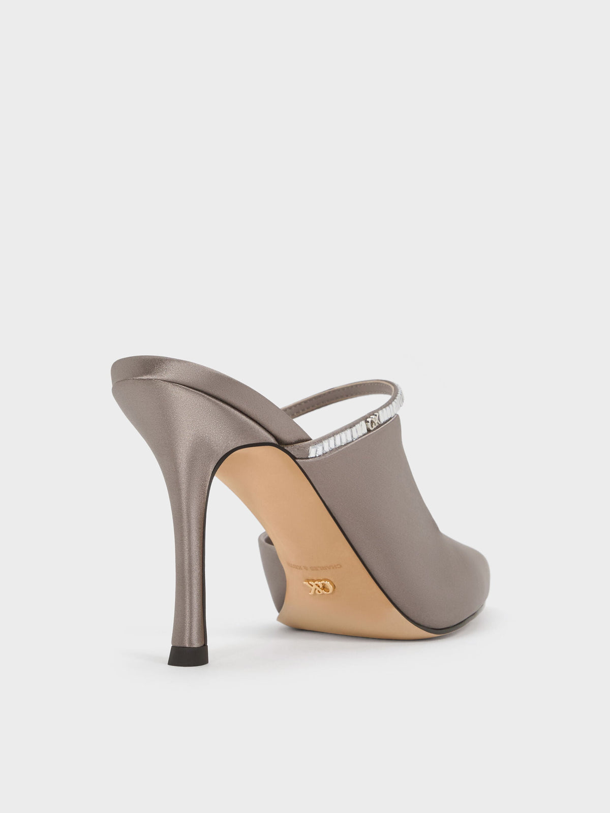 CHARLES & KEITH Hot Sale / Gem D'Orsay Stiletto Mules - Pewter