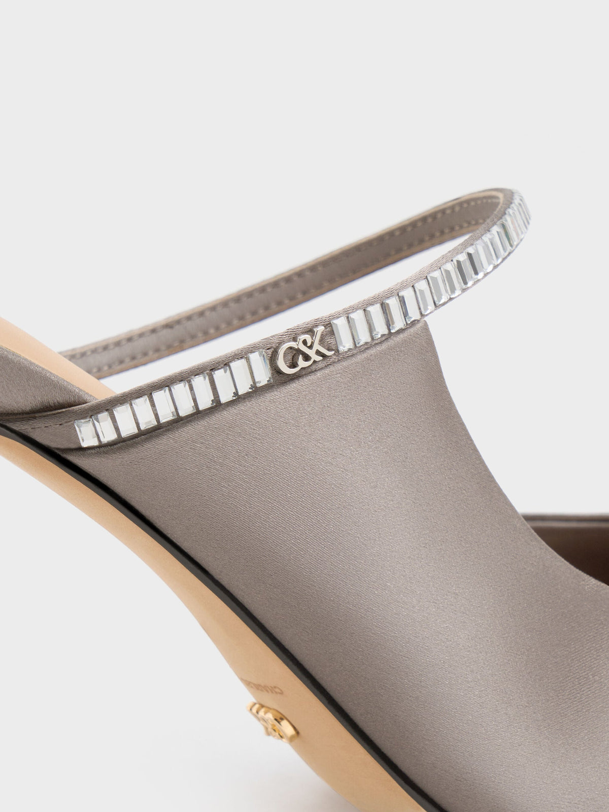 CHARLES & KEITH Hot Sale / Gem D'Orsay Stiletto Mules - Pewter