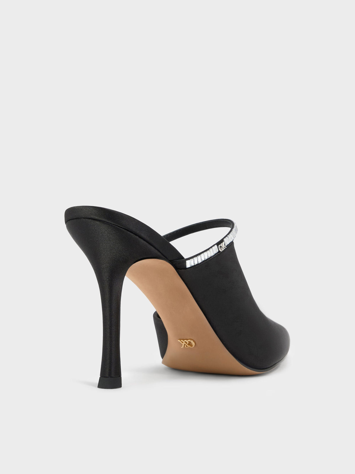 CHARLES & KEITH Popular / Gem D'Orsay Stiletto Mules - Black Textured