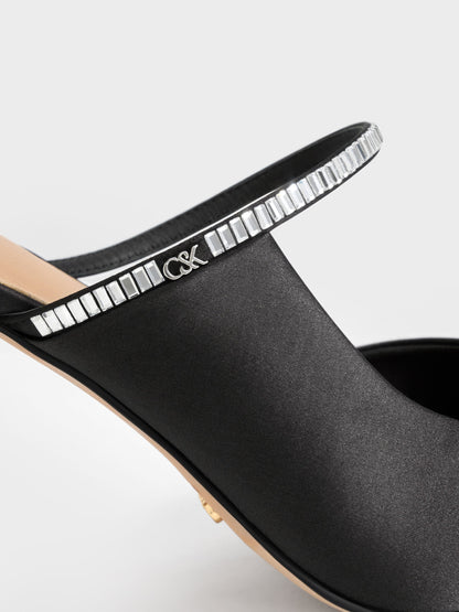 CHARLES & KEITH Popular / Gem D'Orsay Stiletto Mules - Black Textured