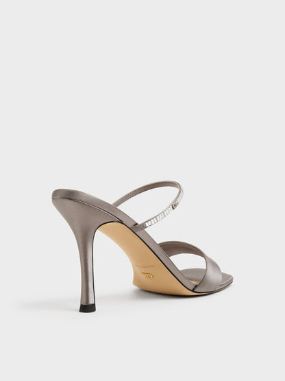 CHARLES & KEITH Latest / Gem Heeled Mules - Pewter
