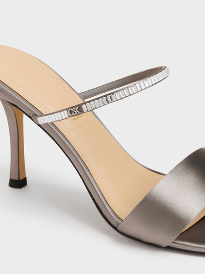 CHARLES & KEITH Latest / Gem Heeled Mules - Pewter