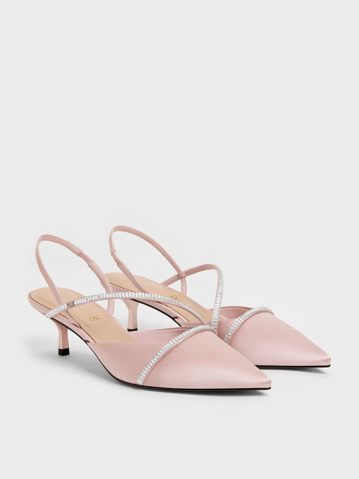 CHARLES & KEITH Quality / Gem Slingback Kitten Heels - Pink