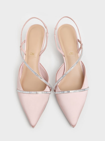 CHARLES & KEITH Quality / Gem Slingback Kitten Heels - Pink