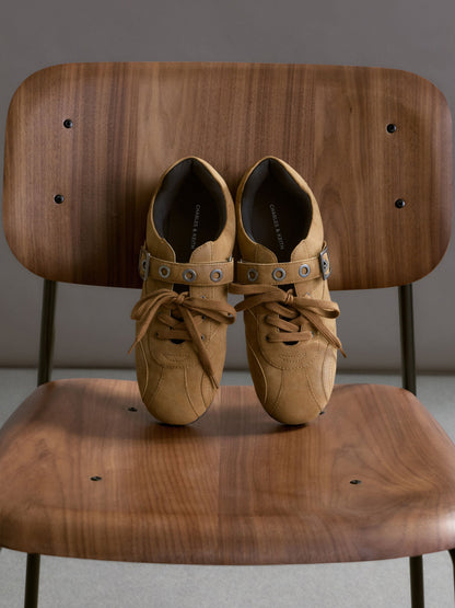 CHARLES & KEITH Customer Favorite / Jollie Grommet Mary Jane Sneakers - Sand