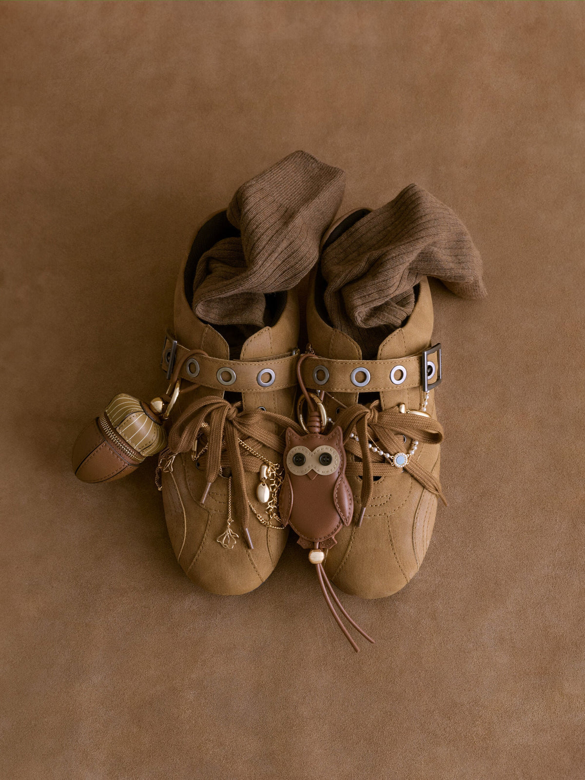CHARLES & KEITH Customer Favorite / Jollie Grommet Mary Jane Sneakers - Sand
