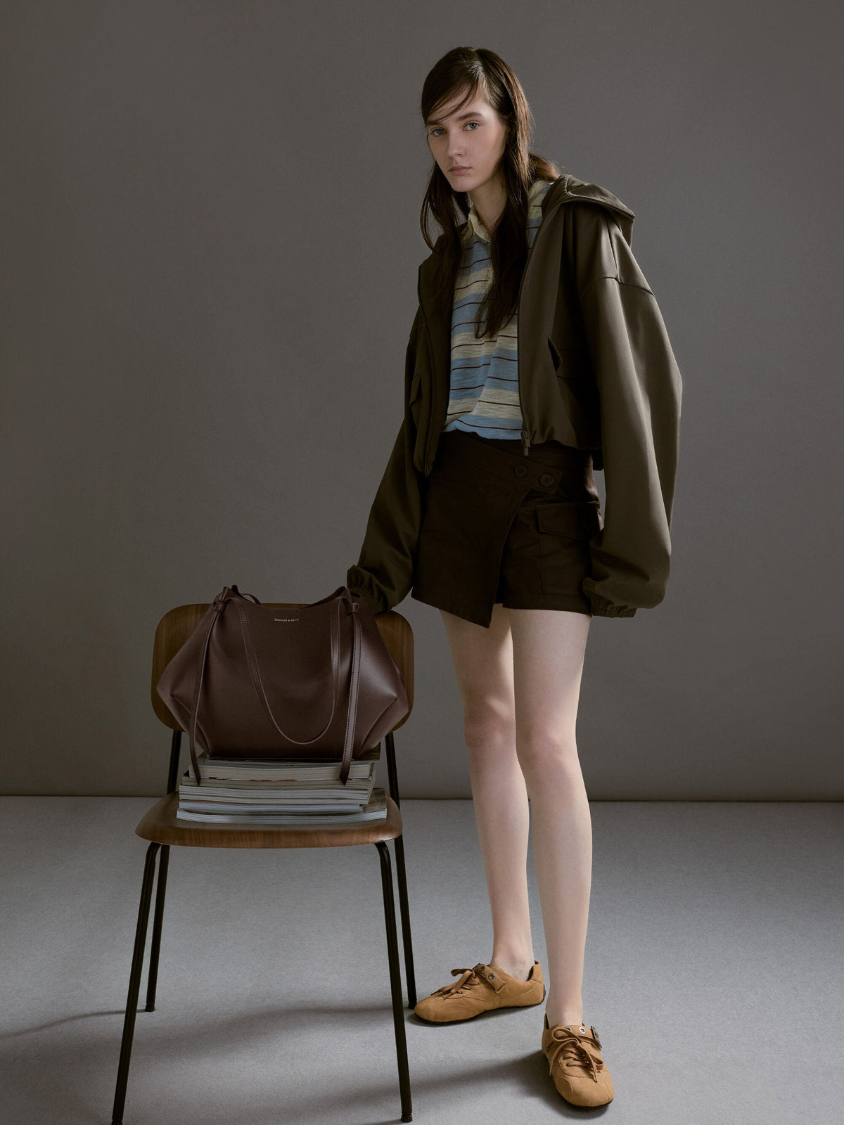 CHARLES & KEITH Customer Favorite / Jollie Grommet Mary Jane Sneakers - Sand