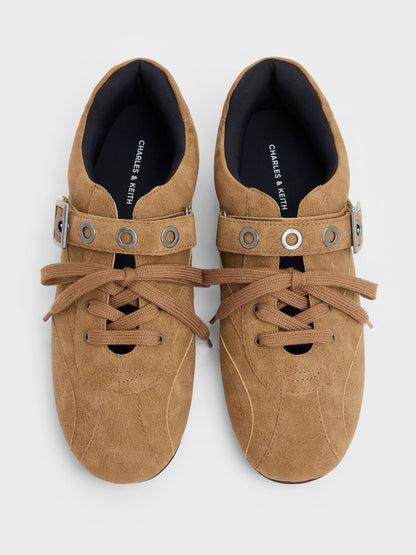 CHARLES & KEITH Customer Favorite / Jollie Grommet Mary Jane Sneakers - Sand