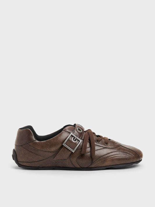CHARLES & KEITH Best Seller / Jollie Grommet Mary Jane Sneakers - Dark Brown