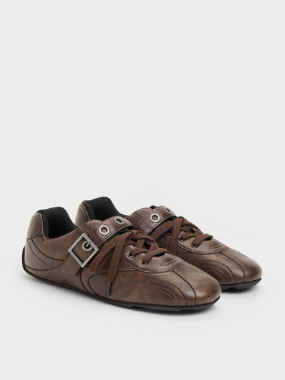 CHARLES & KEITH Best Seller / Jollie Grommet Mary Jane Sneakers - Dark Brown