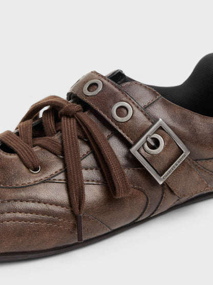 CHARLES & KEITH Best Seller / Jollie Grommet Mary Jane Sneakers - Dark Brown