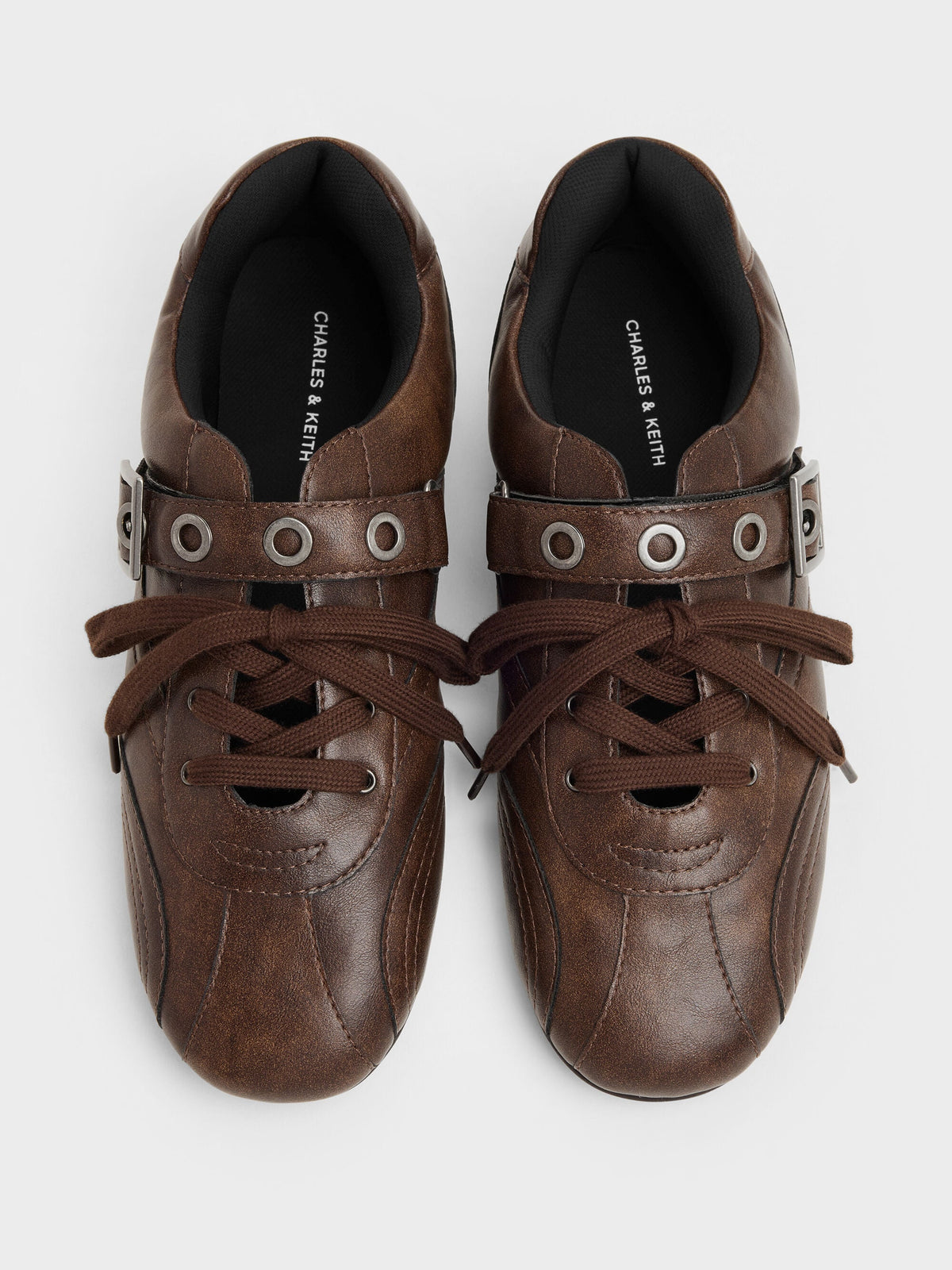 CHARLES & KEITH Best Seller / Jollie Grommet Mary Jane Sneakers - Dark Brown