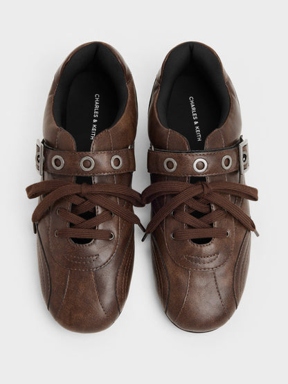 CHARLES & KEITH Best Seller / Jollie Grommet Mary Jane Sneakers - Dark Brown