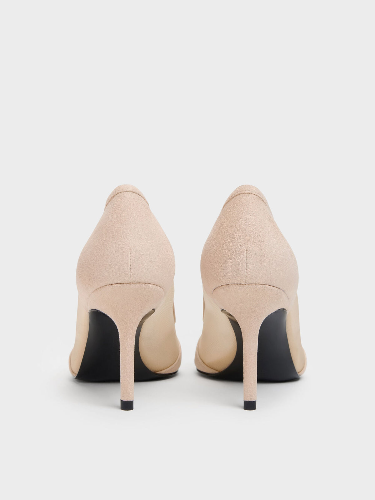CHARLES & KEITH Signature / Faux Suede & Mesh Pointed Pumps - Beige