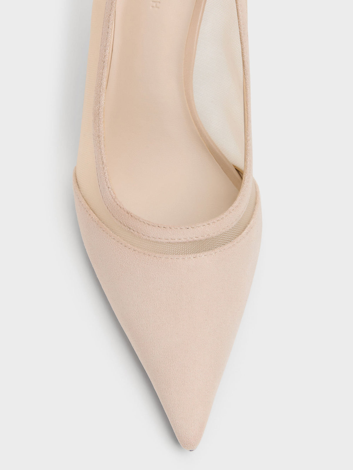 CHARLES & KEITH Signature / Faux Suede & Mesh Pointed Pumps - Beige