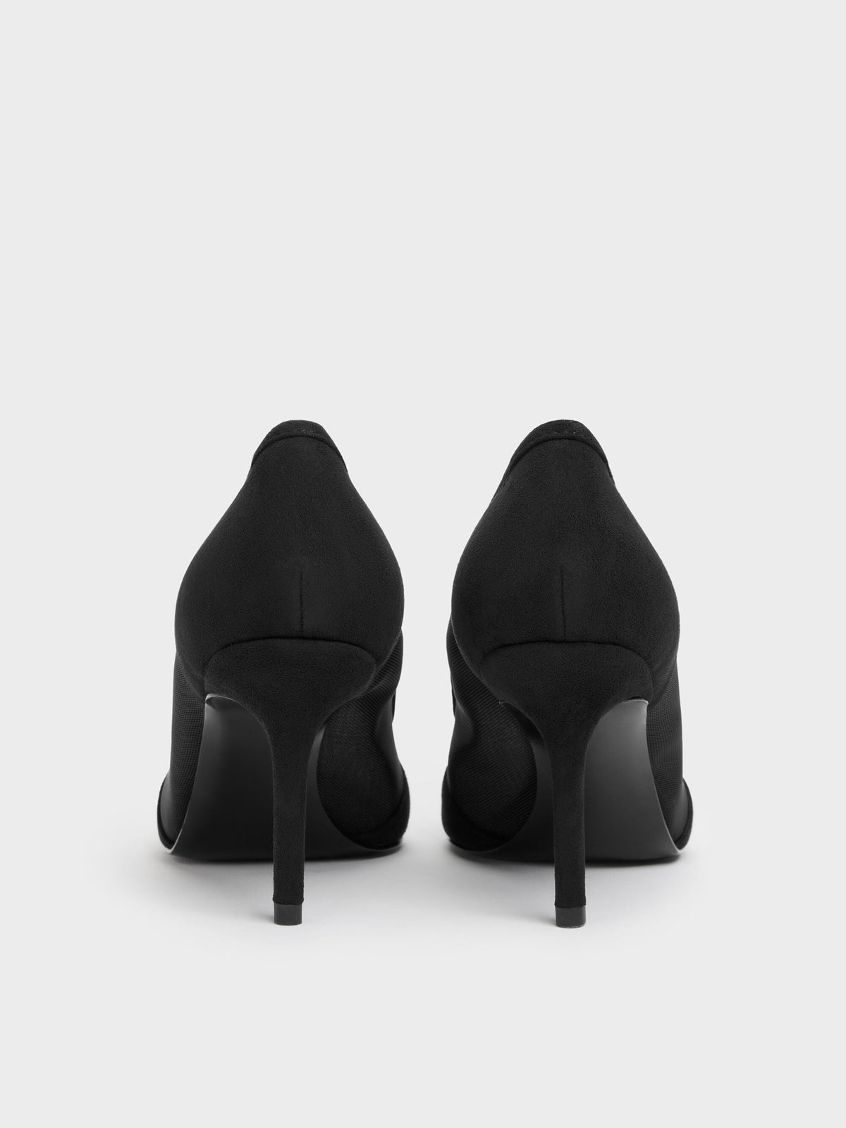 CHARLES & KEITH Special Offer / Faux Suede & Mesh Pointed Pumps - Black Textured