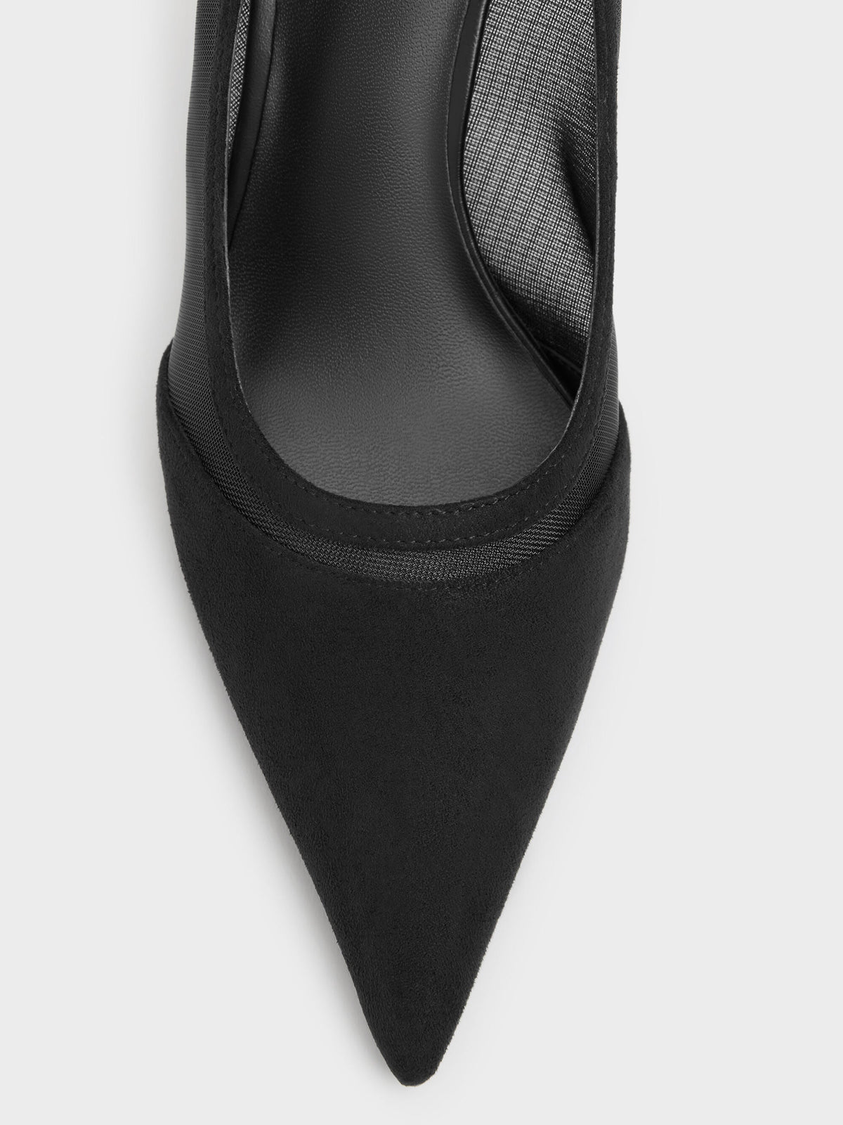 CHARLES & KEITH Special Offer / Faux Suede & Mesh Pointed Pumps - Black Textured