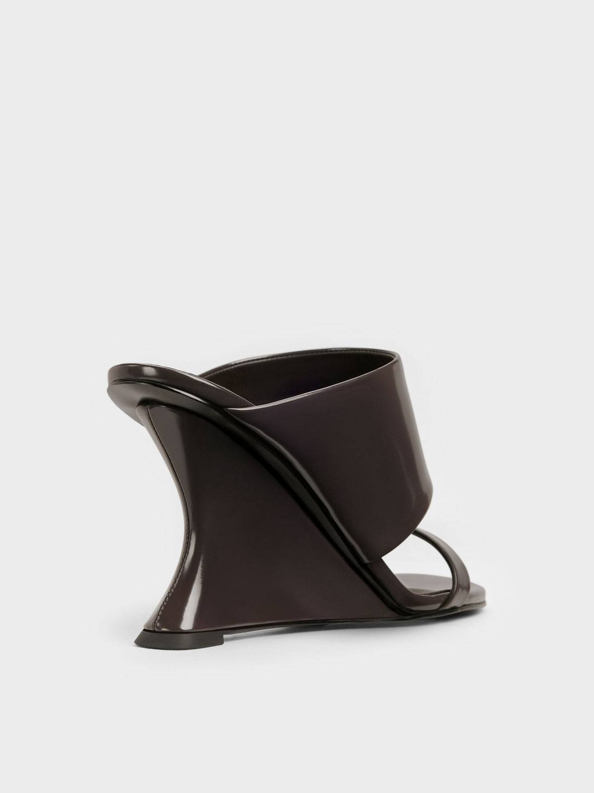CHARLES & KEITH Best Price / Double-Strap Wedge Mules - Dark Brown
