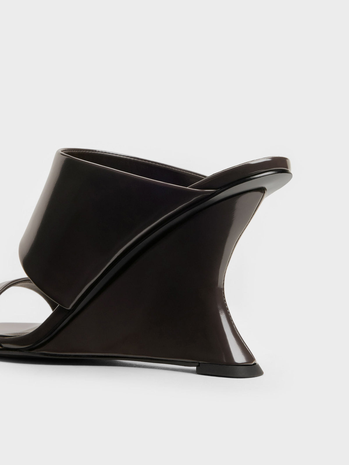 CHARLES & KEITH Best Price / Double-Strap Wedge Mules - Dark Brown