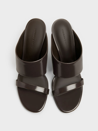 CHARLES & KEITH Best Price / Double-Strap Wedge Mules - Dark Brown