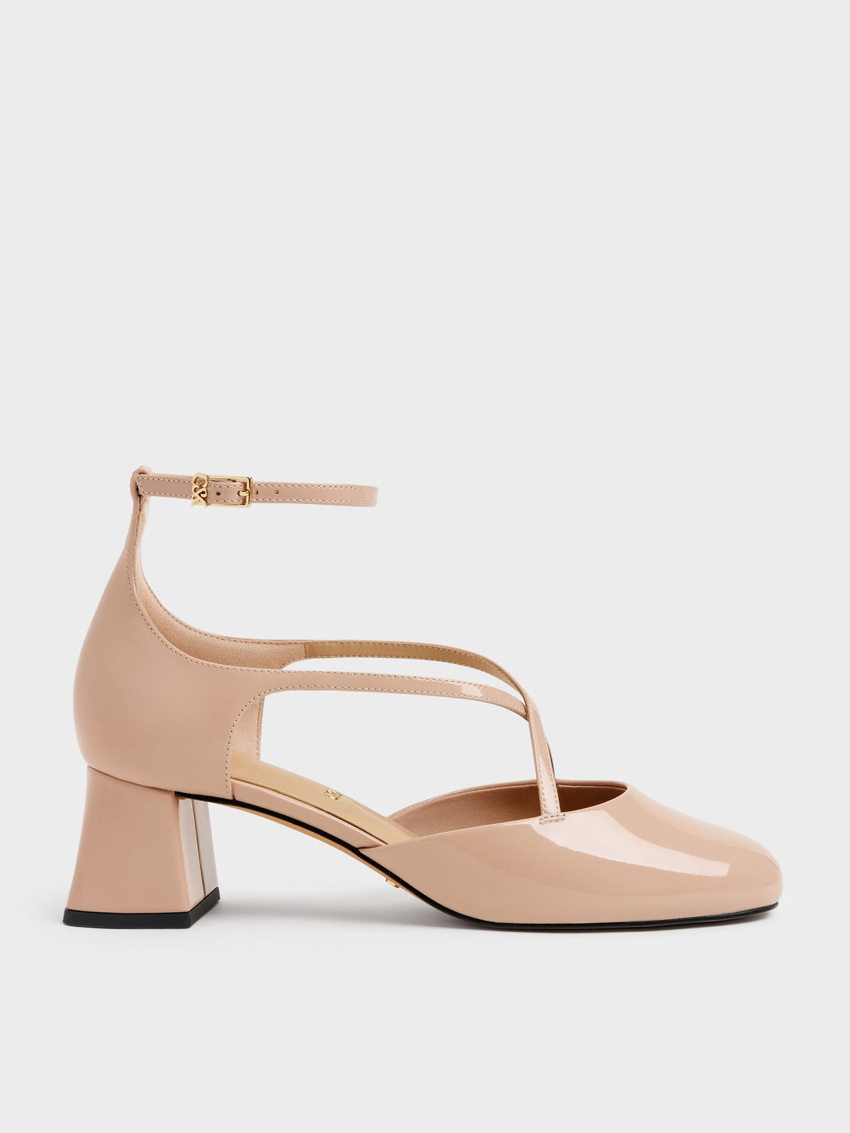 CHARLES & KEITH Best Seller / Patent Leather Crossover Pumps - Nude