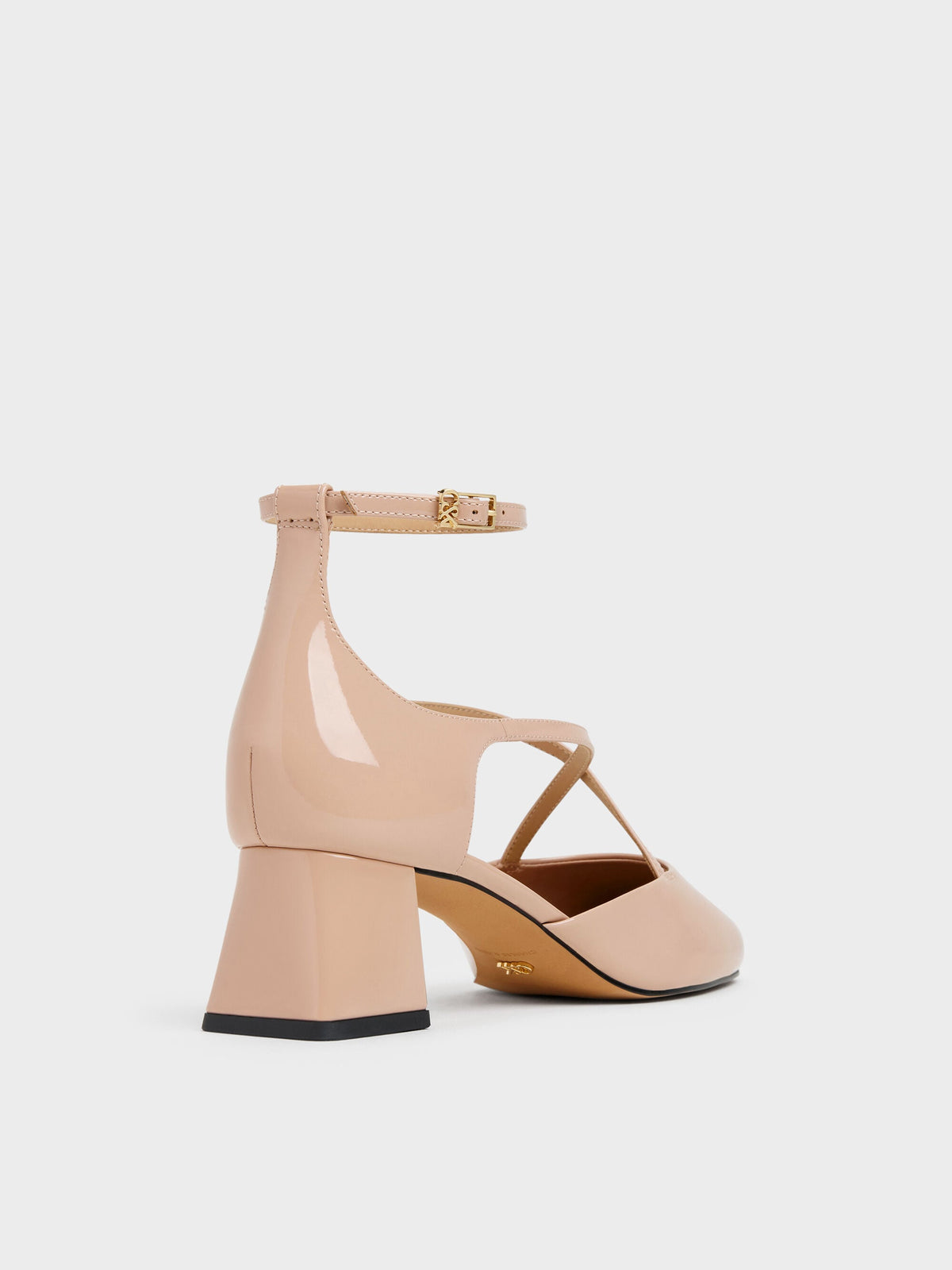 CHARLES & KEITH Best Seller / Patent Leather Crossover Pumps - Nude