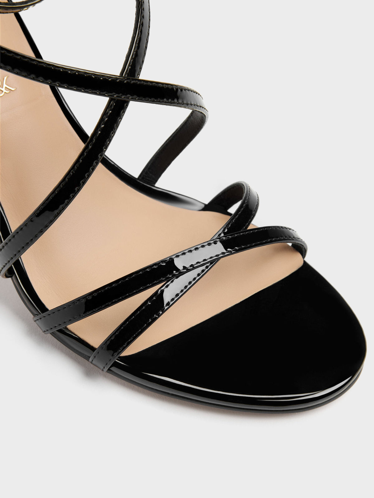 CHARLES & KEITH Latest / Patent Leather Strappy Stiletto Sandals - Black Patent