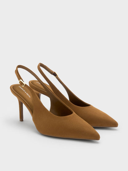 CHARLES & KEITH Popular / Emelia Faux Suede Slingback Pumps - Camel