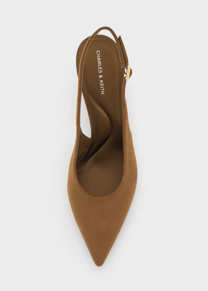 CHARLES & KEITH Popular / Emelia Faux Suede Slingback Pumps - Camel