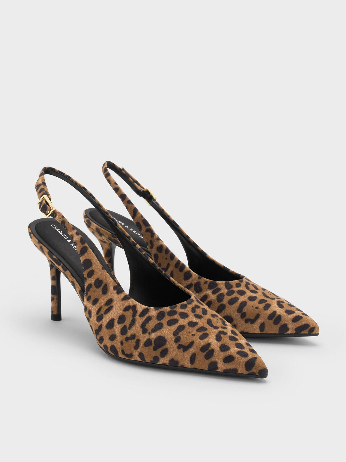 CHARLES & KEITH Trending / Emelia Leopard-Print Slingback Pumps - Animal Print Natural
