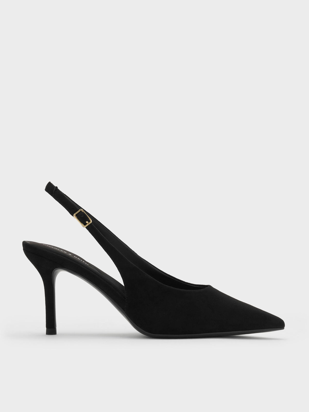 CHARLES & KEITH Quality / Emelia Faux Suede Slingback Pumps - Black Textured