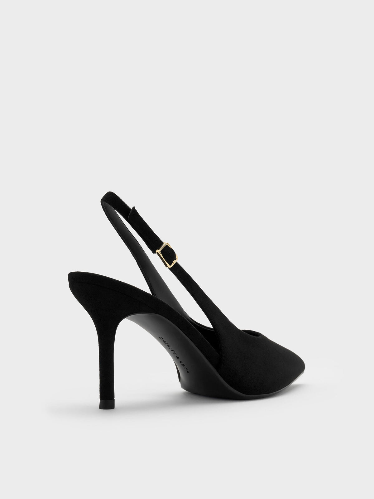 CHARLES & KEITH Quality / Emelia Faux Suede Slingback Pumps - Black Textured