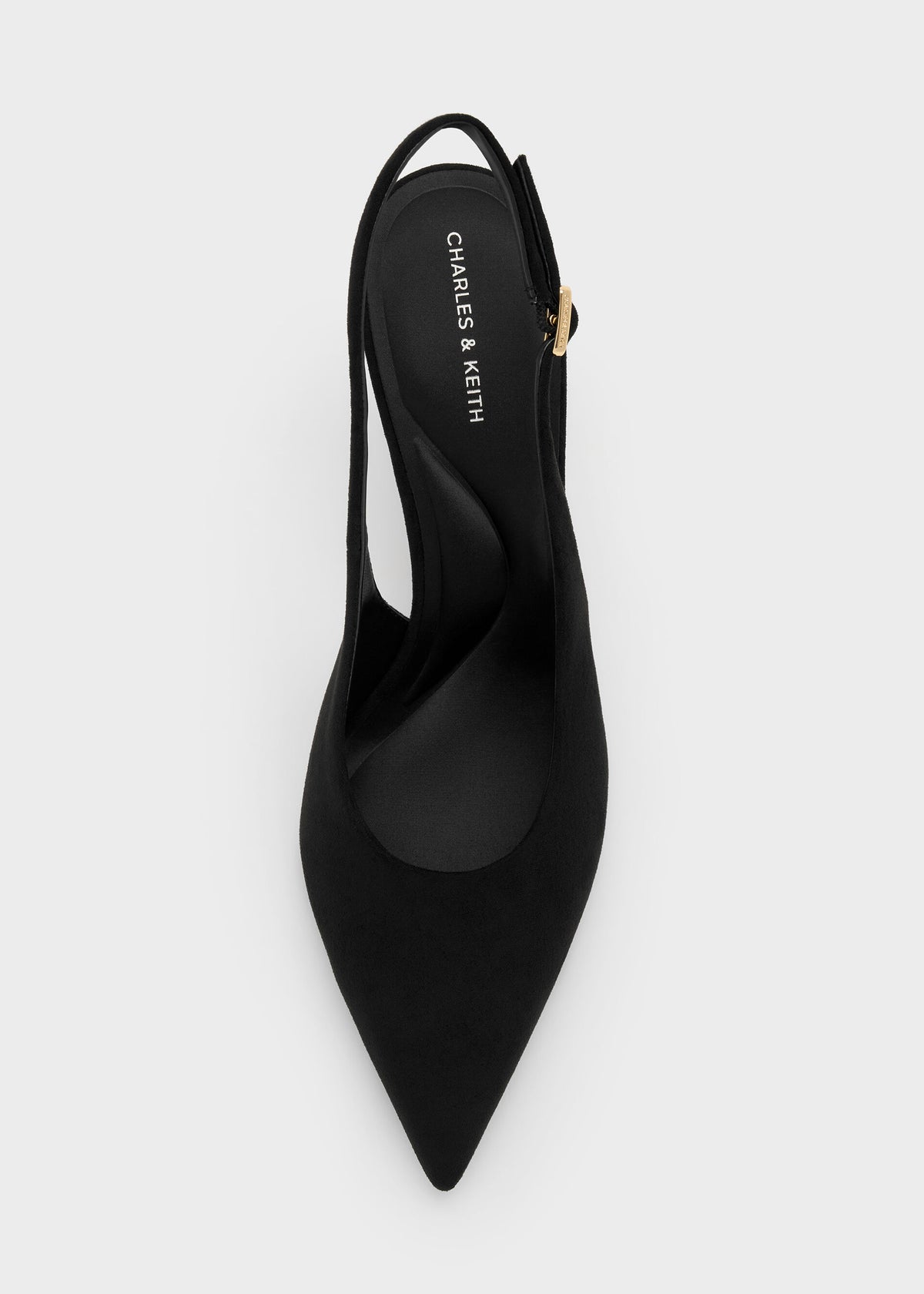 CHARLES & KEITH Quality / Emelia Faux Suede Slingback Pumps - Black Textured