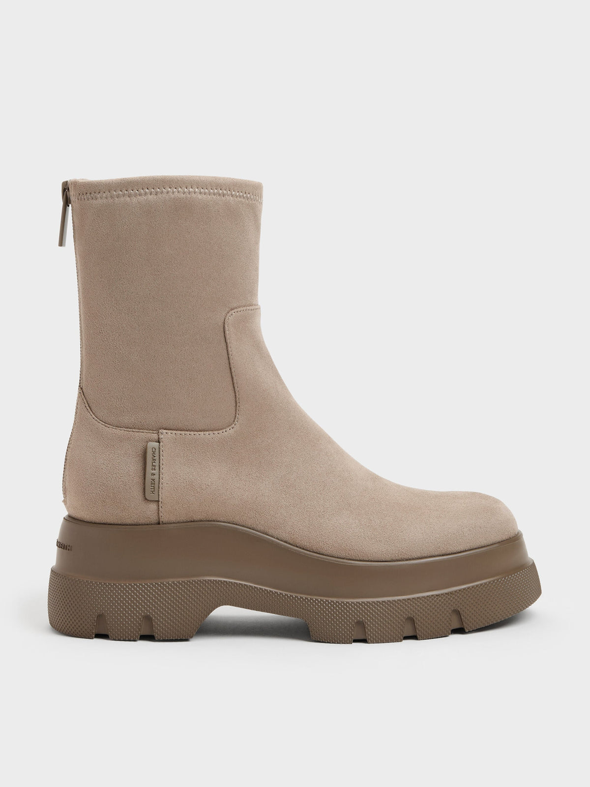 CHARLES & KEITH Everyday / Leoi Faux Suede Chunky Ankle Boots - Taupe