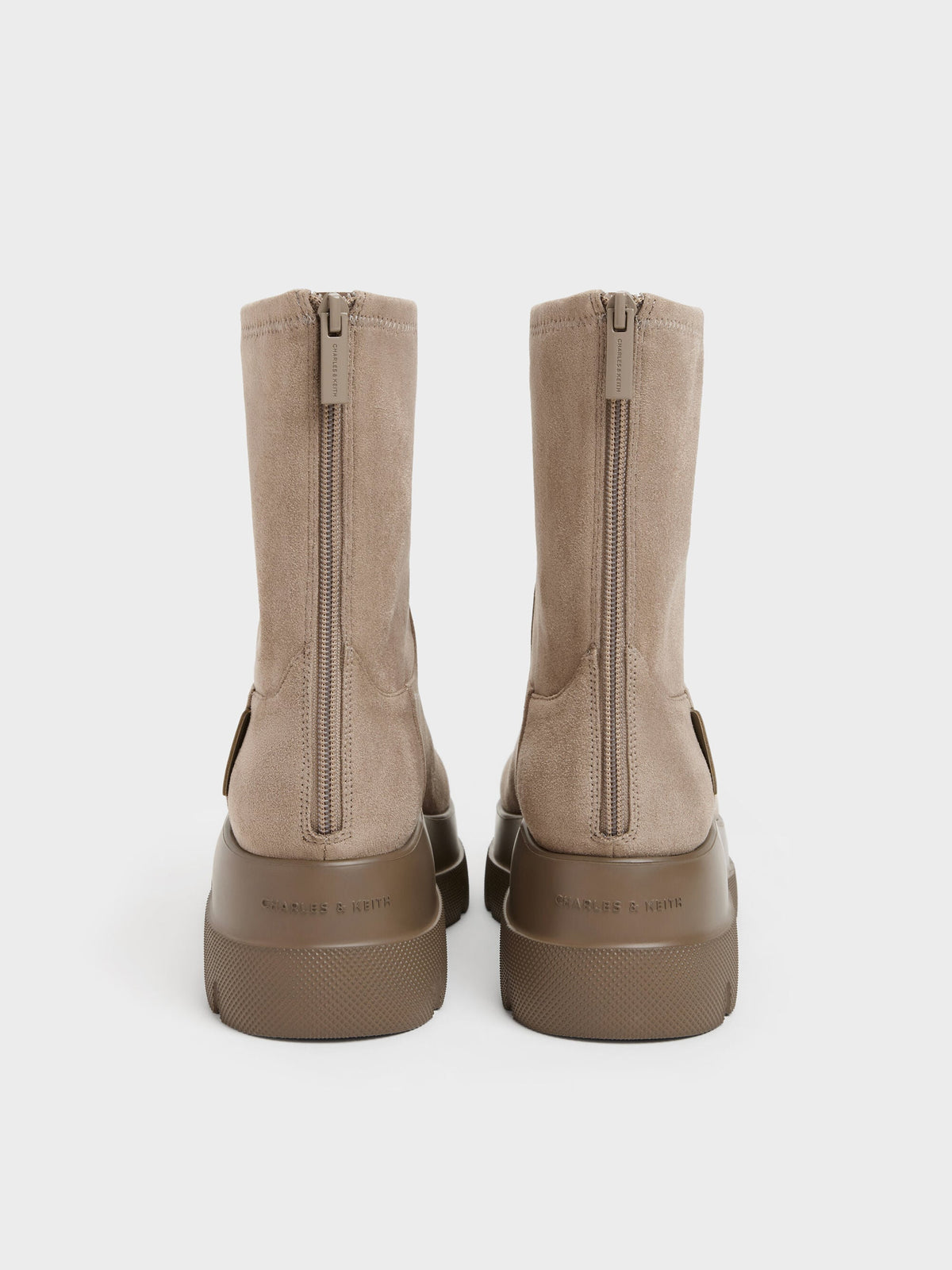 CHARLES & KEITH Everyday / Leoi Faux Suede Chunky Ankle Boots - Taupe