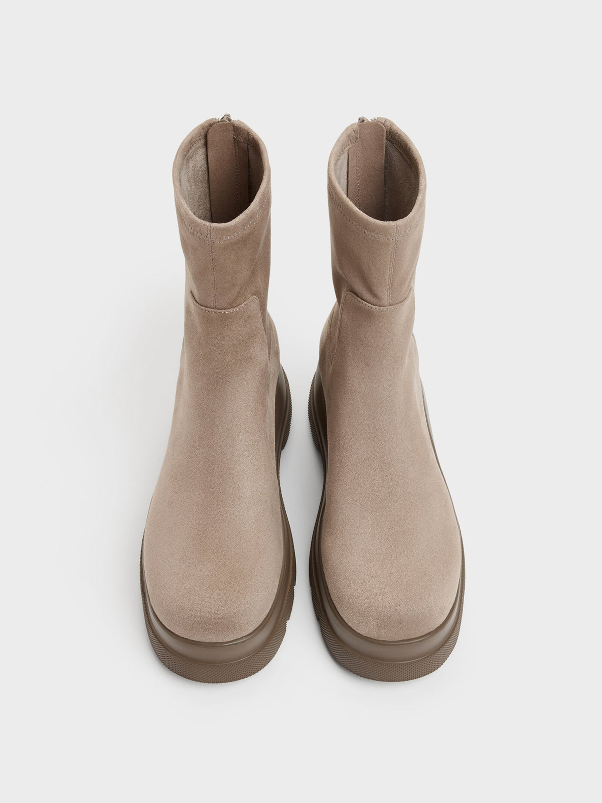 CHARLES & KEITH Everyday / Leoi Faux Suede Chunky Ankle Boots - Taupe