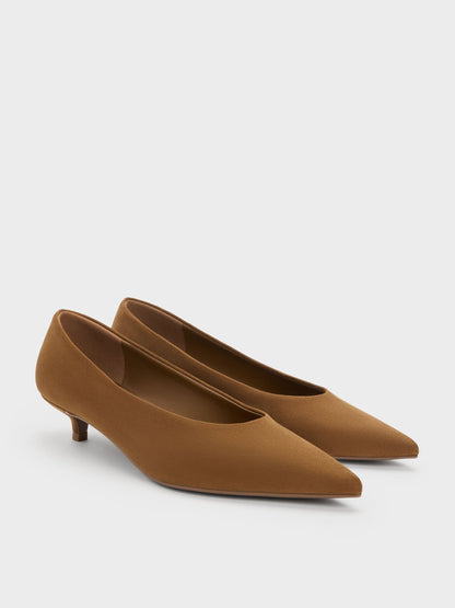 CHARLES & KEITH Discount / Emelia Faux Suede Kitten Heels - Camel