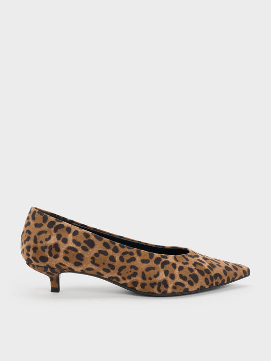 CHARLES & KEITH Great Value / Emelia Leopard-Print Kitten Heels - Animal Print Natural