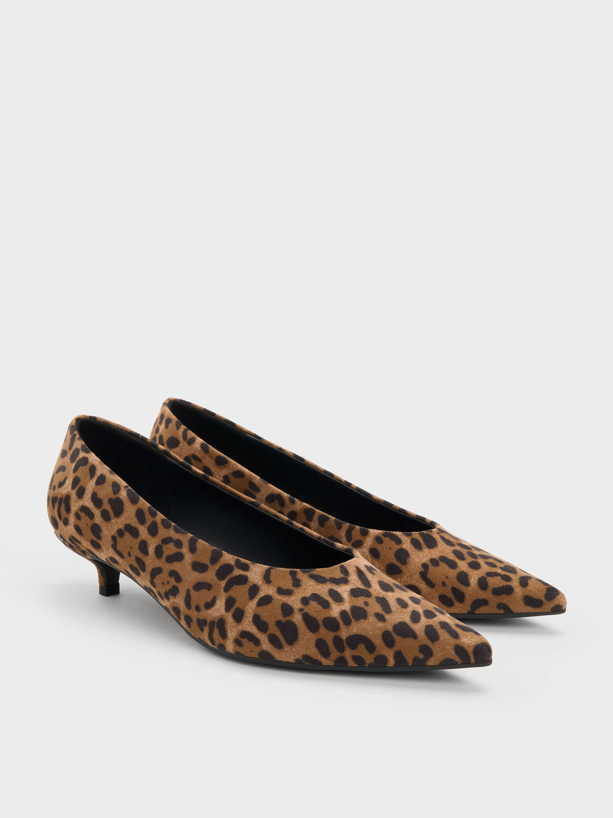 CHARLES & KEITH Great Value / Emelia Leopard-Print Kitten Heels - Animal Print Natural