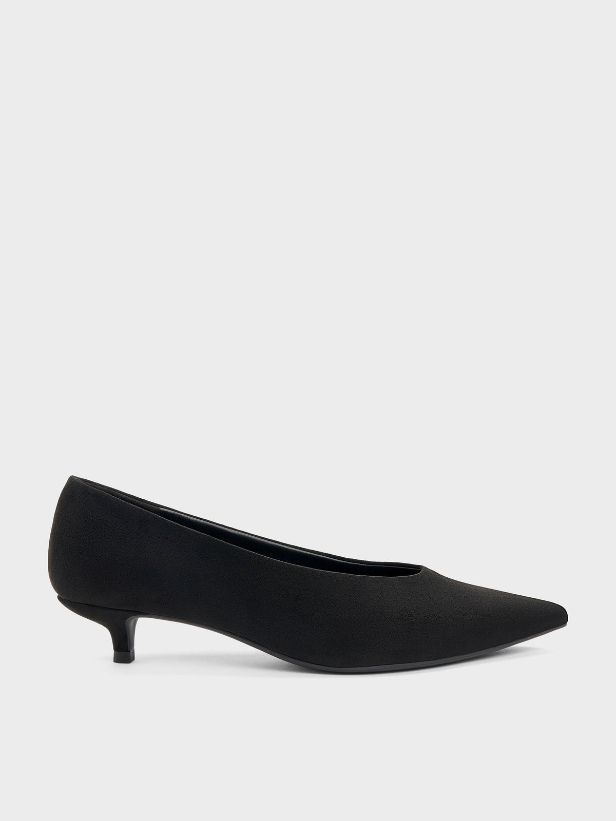 CHARLES & KEITH Featured / Emelia Faux Suede Kitten Heels - Black Textured