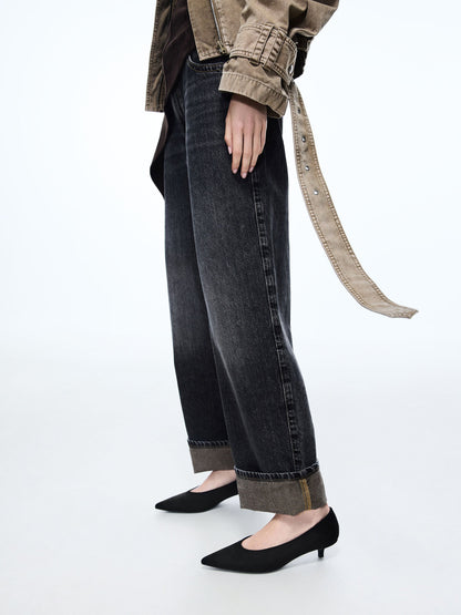 CHARLES & KEITH Featured / Emelia Faux Suede Kitten Heels - Black Textured
