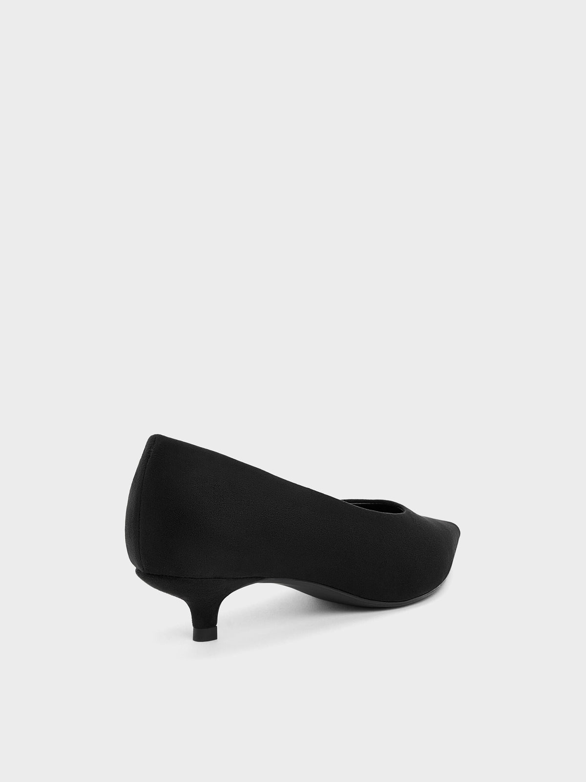 CHARLES & KEITH Featured / Emelia Faux Suede Kitten Heels - Black Textured
