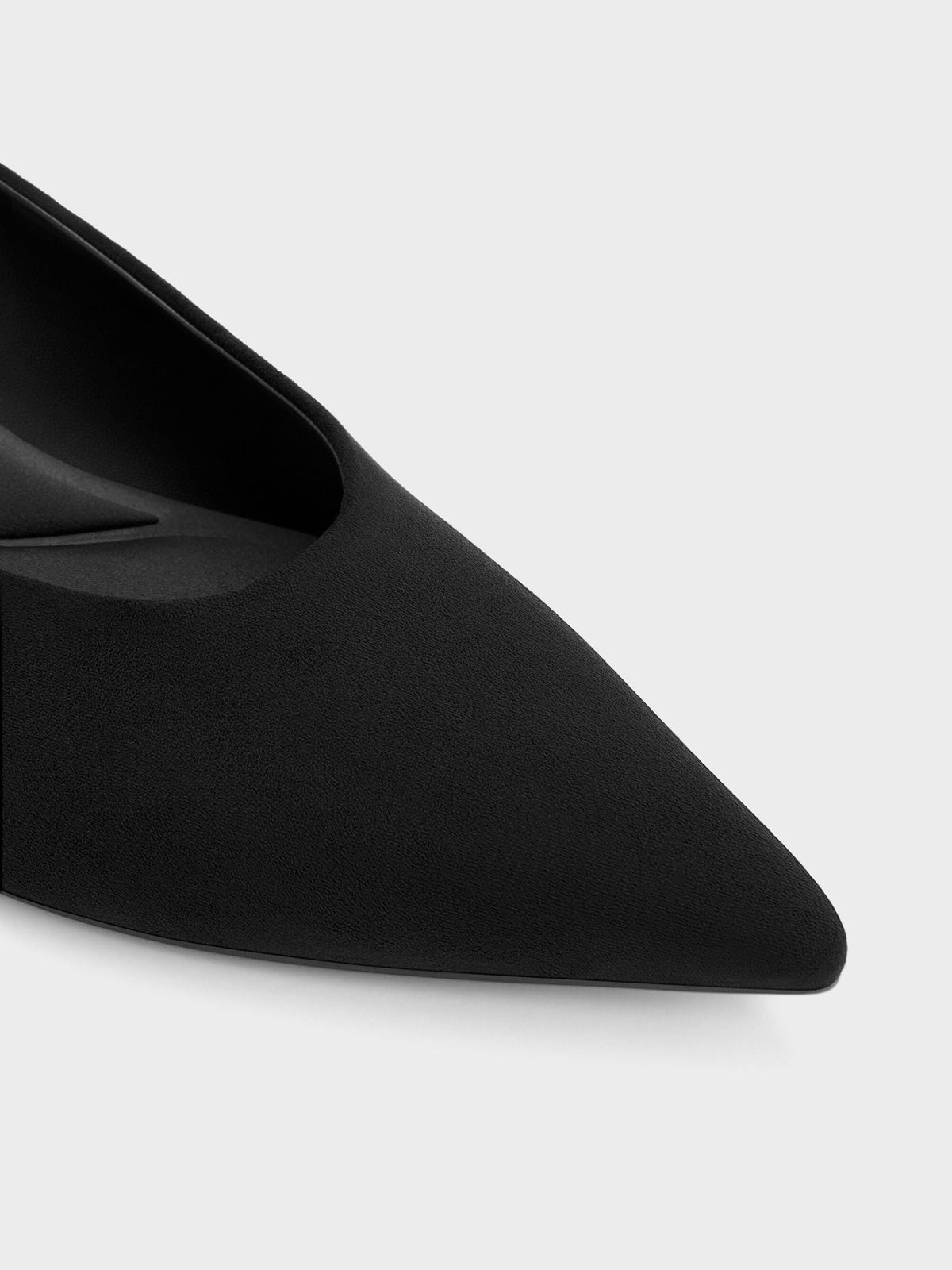 CHARLES & KEITH Featured / Emelia Faux Suede Kitten Heels - Black Textured