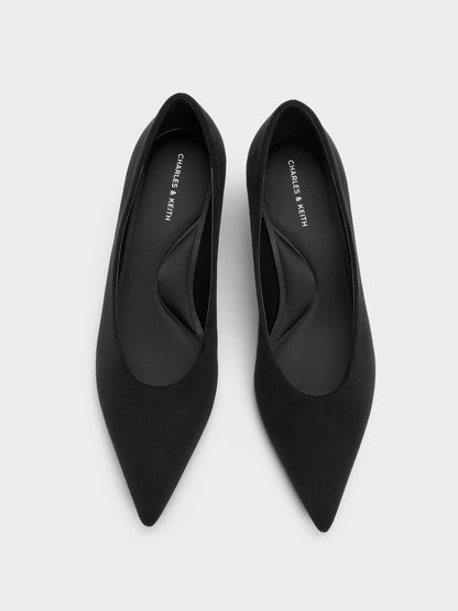 CHARLES & KEITH Featured / Emelia Faux Suede Kitten Heels - Black Textured