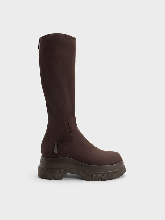 CHARLES & KEITH Best Price / Leoi Faux Suede Chunky Knee-High Boots - Dark Brown Textured