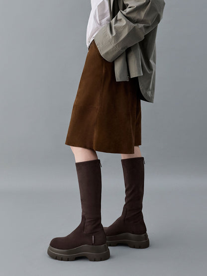 CHARLES & KEITH Best Price / Leoi Faux Suede Chunky Knee-High Boots - Dark Brown Textured