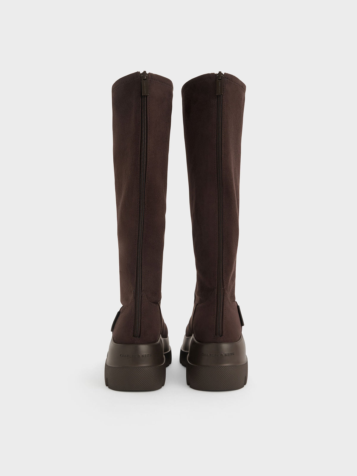 CHARLES & KEITH Best Price / Leoi Faux Suede Chunky Knee-High Boots - Dark Brown Textured